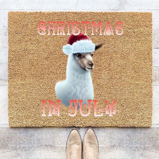 Festive alpaca - Christmas in July Coir Doormats