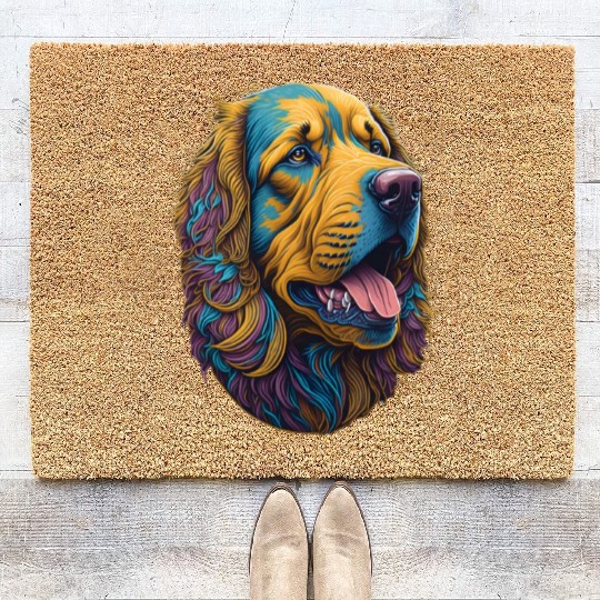 Colorful Dog Golden Retriever Coir Doormats