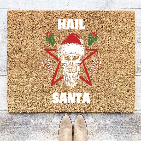 Hail Santa Funny Christmas Design For People Who Coir Doormats