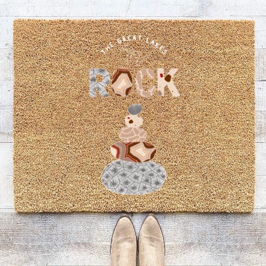 Great Lakes Rock Colored Rock Stack Petoskey Stone Coir Doormats