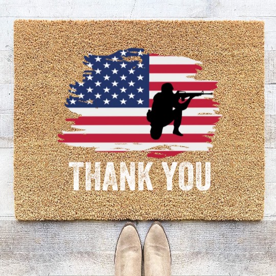 Thank You Us Flag Memorial Day Coir Doormats