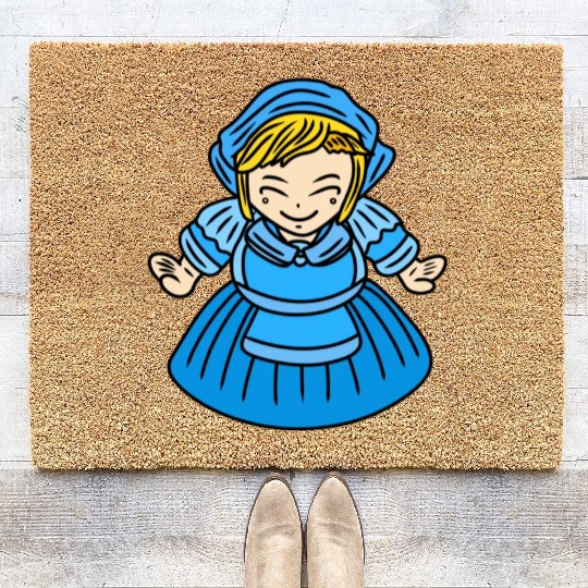 Cute Chibi Farmer Girl Coir Doormats