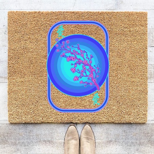 Cherry Blossom Coir Doormats, Vaporwave Sakura Flowers