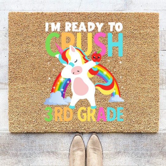 Back to School Im Ready to Crush 3rd Grade Girls Coir Doormats