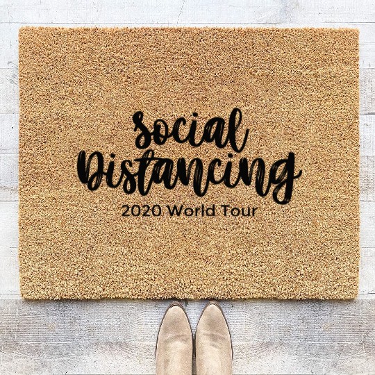 Social Distancing 2020 World Tour black hipster Coir Doormats