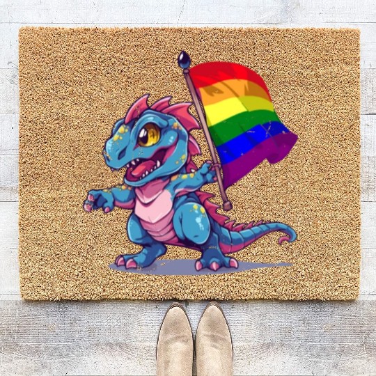 Dinosaur LGBT Pride Lesbian Gay Community T-Rex Coir Doormats