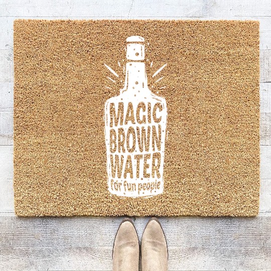 Bourbon Bottle Magic Brown Water For Fun People Coir Doormats