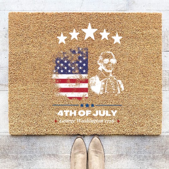 Happy 4th Of July Suck England George Washington Coir Doormats