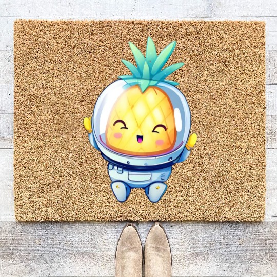Kawaii astronauts pineapple Coir Doormats