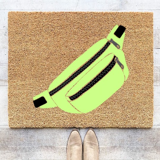 Lime Green Fanny Pack Illustration Coir Doormats