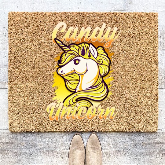 Candy Corn Unicorn Halloween Funny Candy Unicorn Coir Doormats