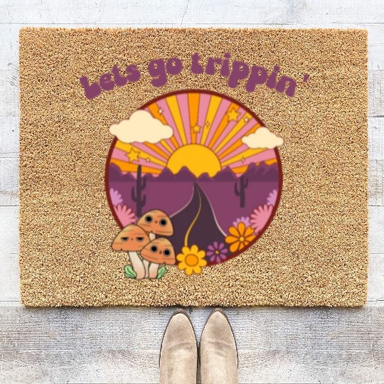 Road Trippin Cool Retro Vintage Road Trip Coir Doormats