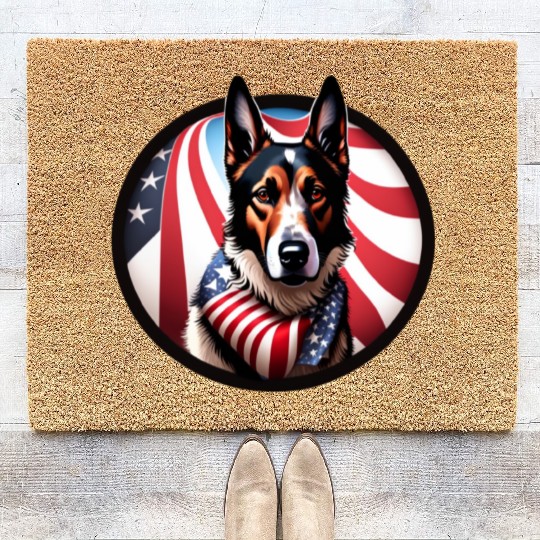 Corgi Pembroke Tri Color True Blue Patriotic Coir Doormats