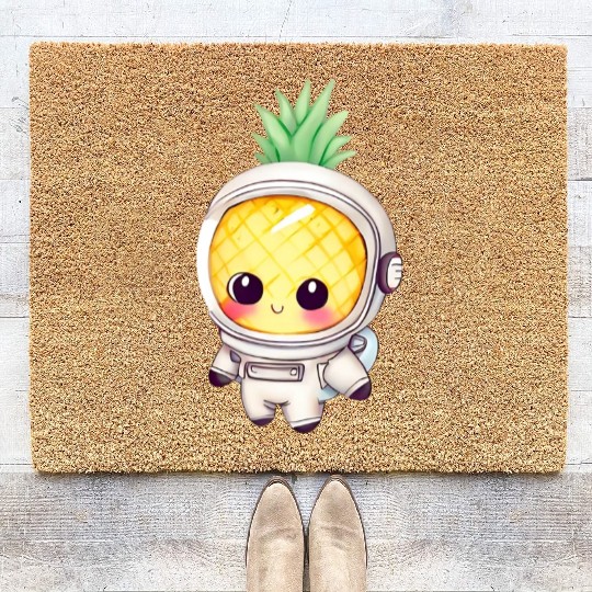 Kawaii astronauts pineapple Coir Doormats