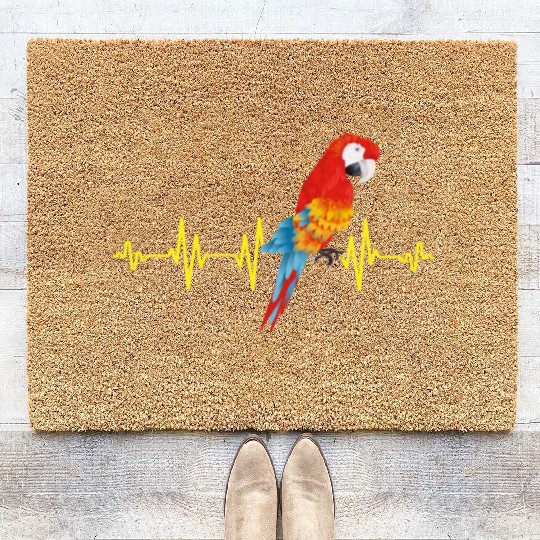 Macaw Heart Beat Parrot lover Macaws Parrots Coir Doormats