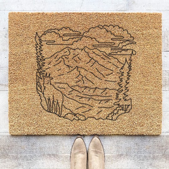 Mountain Goat Denali National Park Alaska USA Line Coir Doormats