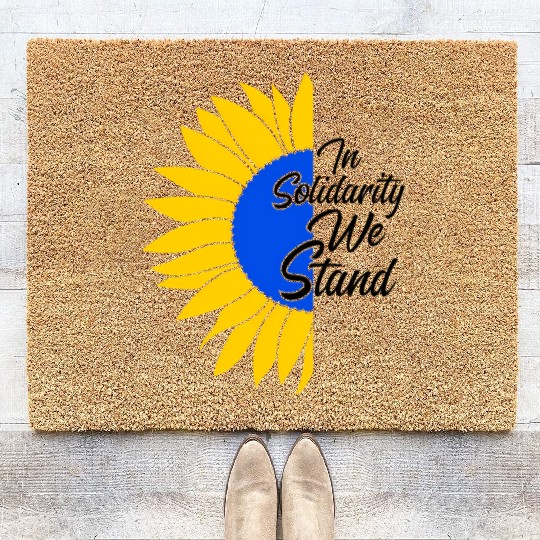 Solidarity With Ukraine Sunflower For Ukrainian Coir Doormats