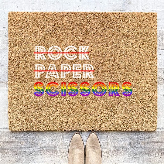 Rock Paper Scissors LGBT For Lesbians Lesbian Gay Coir Doormats