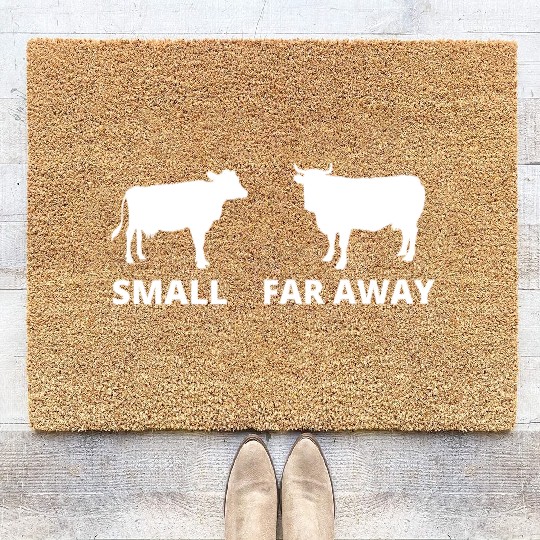 Small Cow Far Away Coir Doormats Funny Father Ted Dougal