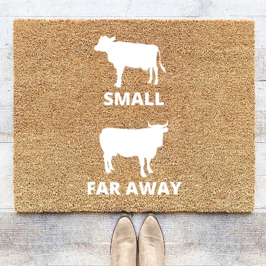 Small Cow Far Away Coir Doormats Funny Father Ted Dougal