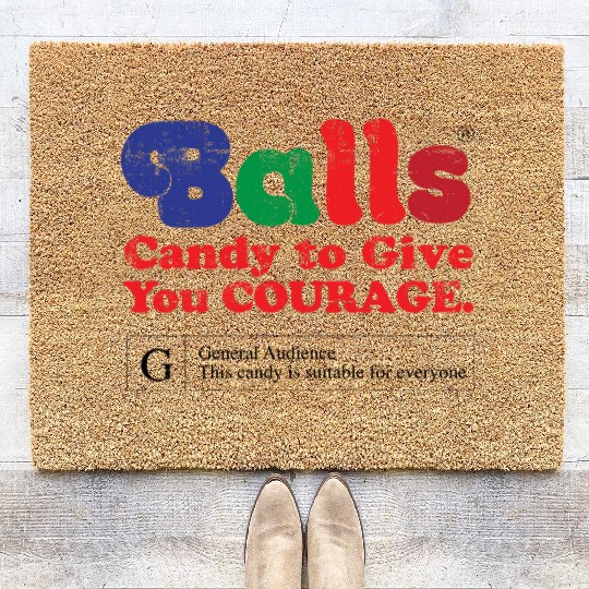 Vintage Balls Candy To Give You Courage Coir Doormats