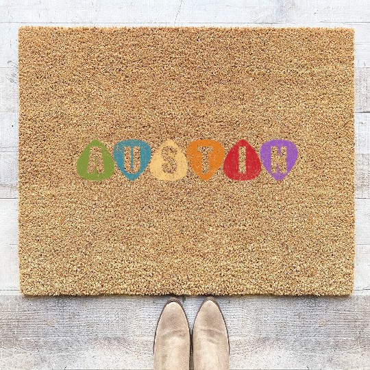 Austin Texas Music Guitar Pic Tx Coir Doormats