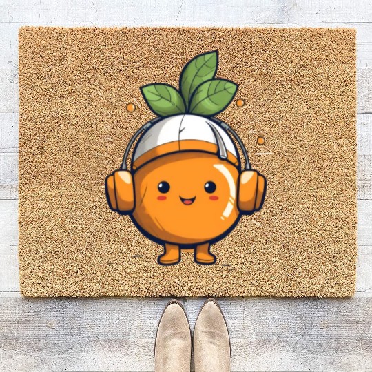 Orange Fruit Fruitarian Funny Cute Party Music Coir Doormats