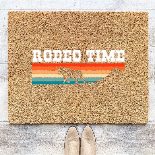 Rodeo Time Cowboy Wild West Horseman Ranch Lasso Coir Doormats