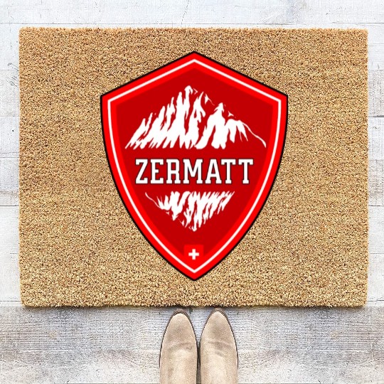 Zermatt Switzerland Flag Mountains Coir Doormats