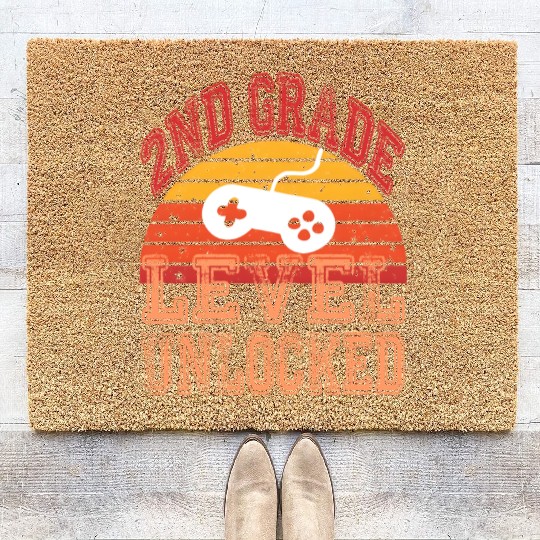 2nd Grade Level Unlocked Video Game Back To School Coir Doormats