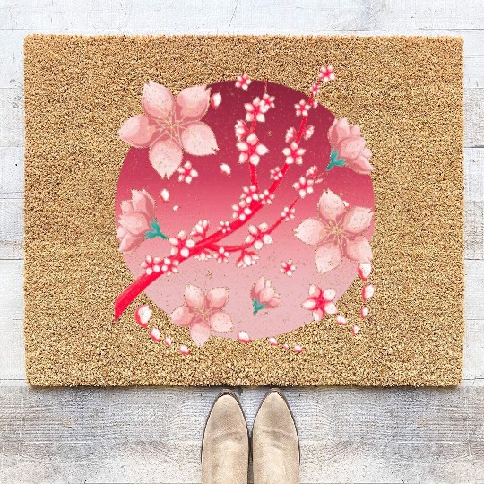 Japanese culture sakura gift cherry blossoms Coir Doormats