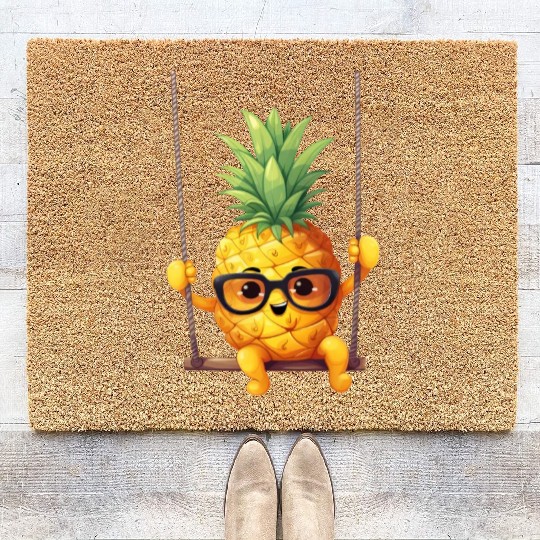Pig with Sunflower Wreath, Charming Farm Animal Coir Doormats