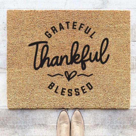 Embrace Abundant Gratitude - Grateful, Thankful Coir Doormats