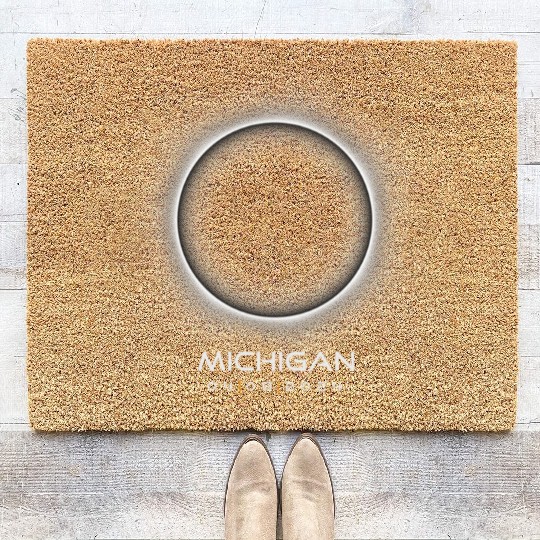 2024 Michigan Eclipse Souvenir Memento April 8 Coir Doormats