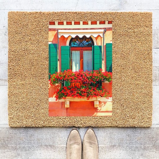 Windows of Venice Italy 1908 Coir Doormats