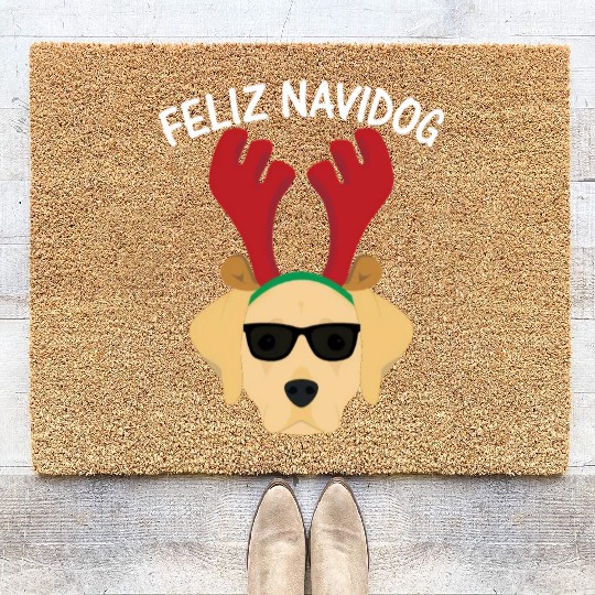 Feliz Navidog Navidad Labrador Retriever Coir Doormats