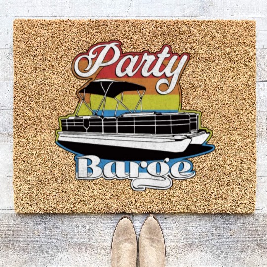 Pontoon Boat Retro Party Barge Lake Life Coir Doormats