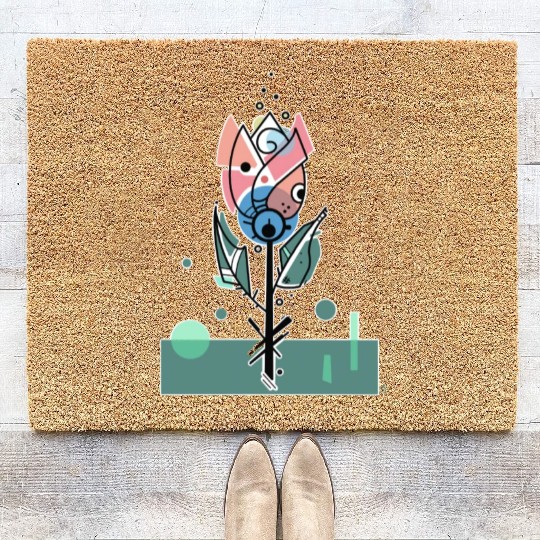 Retro Tulip Flower Coir Doormats