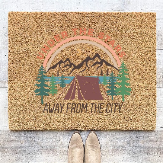 Camping Gifts Happy Camper Campsite Scout Lovers Coir Doormats