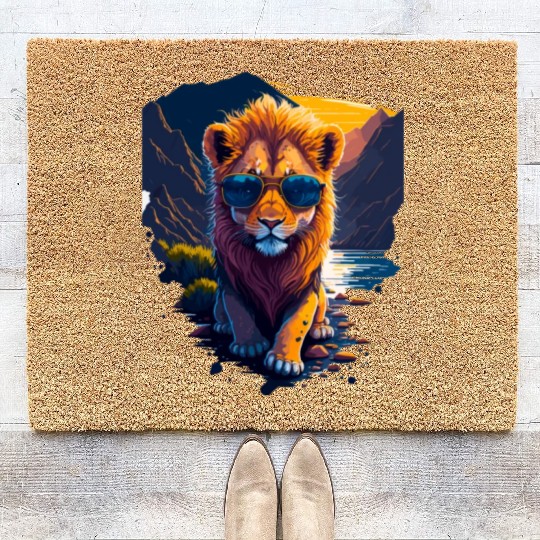 Cute baby lion Coir Doormats
