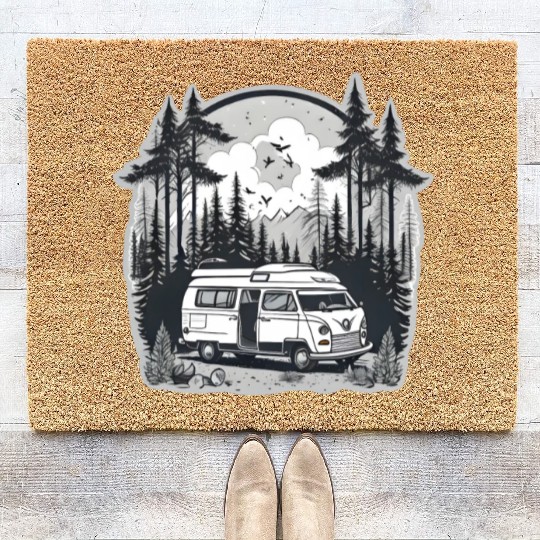 A Camper Van & The Serene Forest Coir Doormats