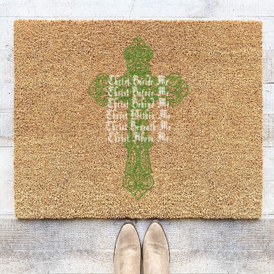 St Patrick's Day Celtic Cross Prayer Christian Att Coir Doormats
