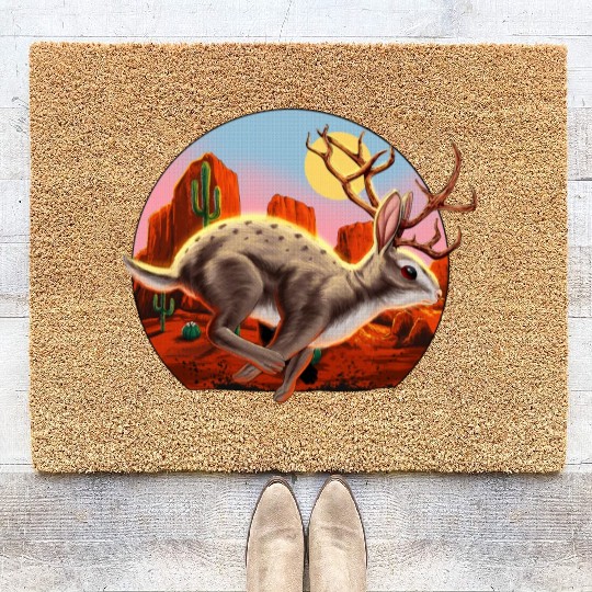 Jackalope Cryptid Rabbit Coir Doormats