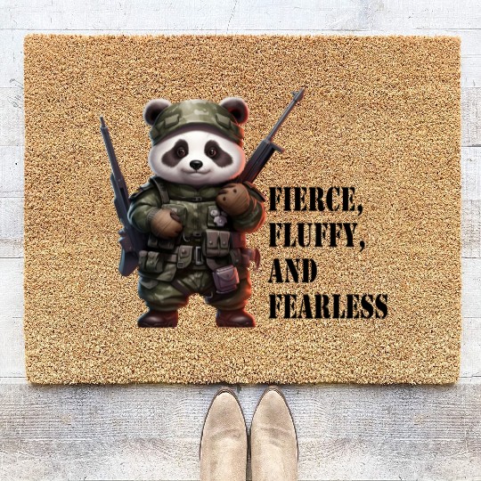 Cute Panda Army Panda Fierce Panda Coir Doormats