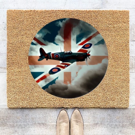 Spitfire Airplane Fighter Plane England UK Coir Doormats