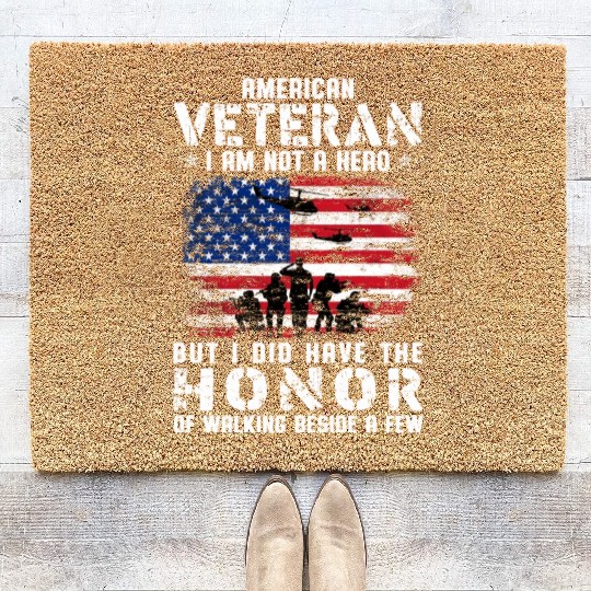 US Army Veteran American Veteran Flag Coir Doormats