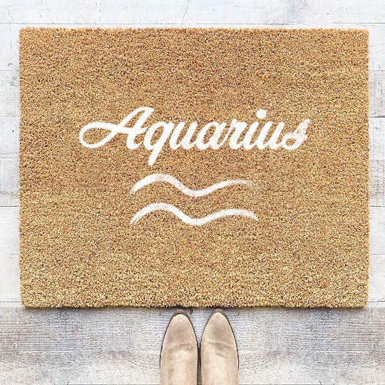 Zodiac Symbol Sign Aquarius Coir Doormats