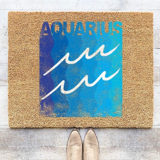 Zodiac Symbol Sign Aquarius Coir Doormats