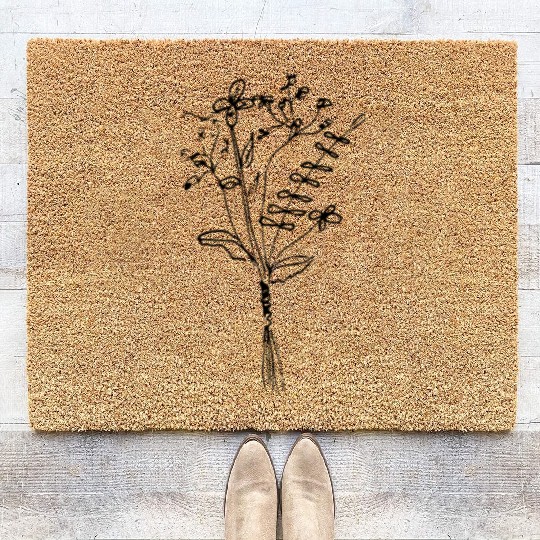 Wildflowers Flowers Nature Bouquet Black Coir Doormats
