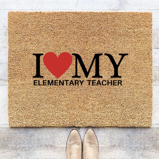 I HEART MY ELEMENTARY TEACHER Coir Doormats